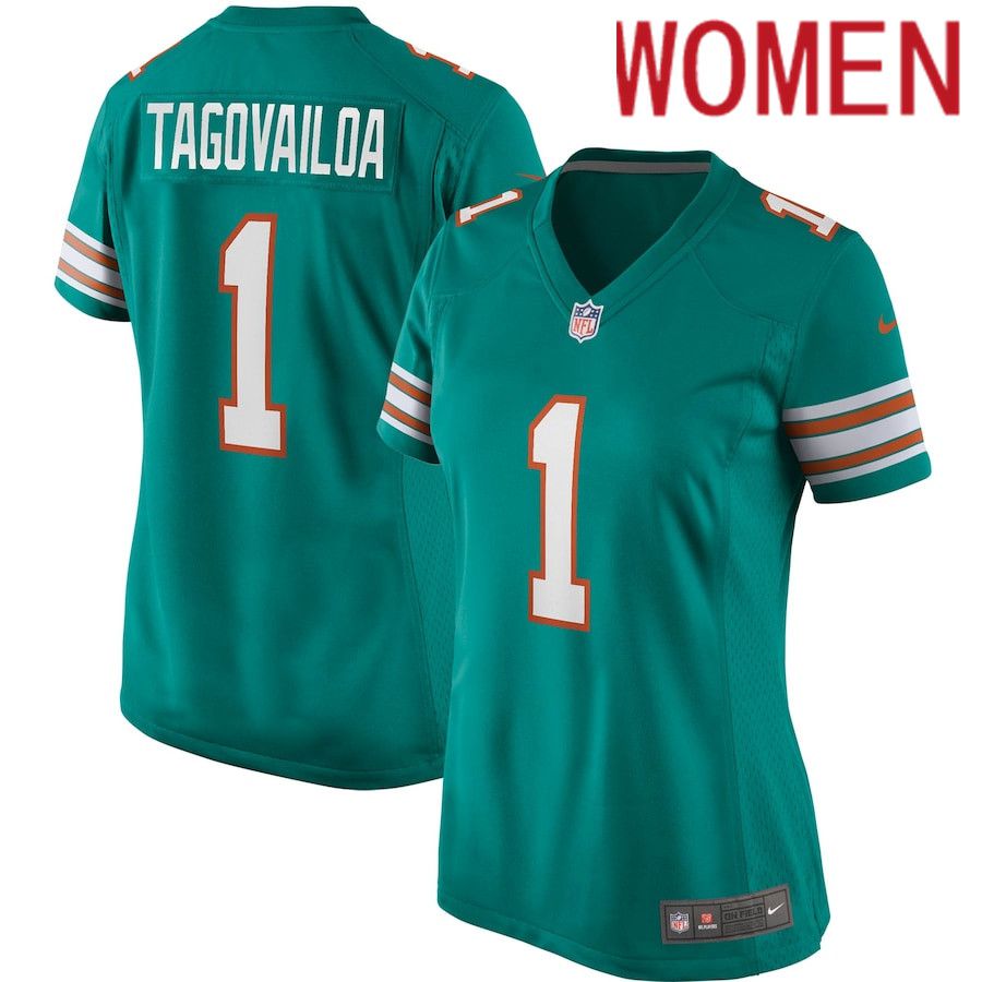 Women Miami Dolphins 1 Tua Tagovailoa Nike Green Alternate Game NFL Jersey